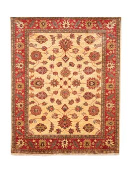 A Ten Thousand Villages naturally dyed Chobi rug. Chobi is Farsi for “color like wood.” (4’8” x 5’10”: $1,850)